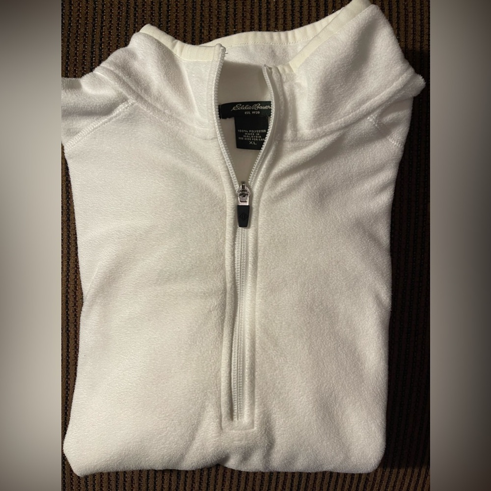 Vintage Women’s Eddie Bauer White Fleece Zip Pullover Size XL